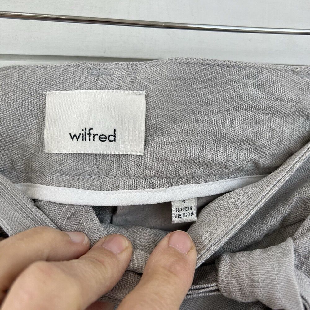 Wilfred 4 Jallade‎ Gray Linen Trousers Pants Tie Waist Crop Belted - Picture 4 of 10